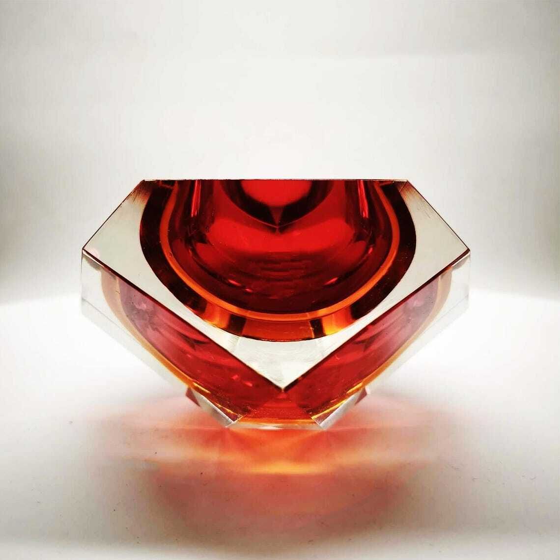 1960s Ashtray Or Catch All In Murano Glass By Flavio Poli For Seguso. 14cm / 5.51 Inches photo Home Decor