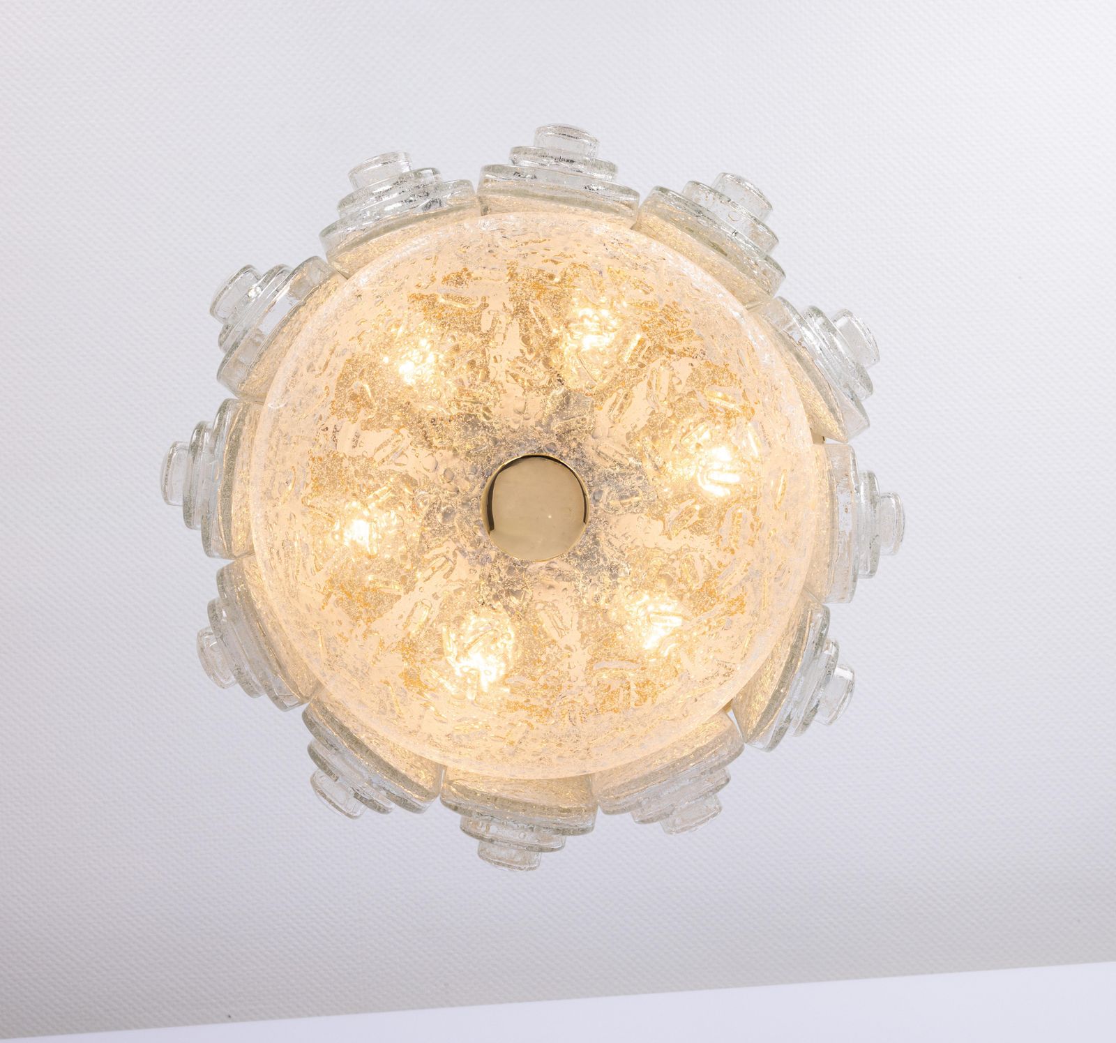 Stunning Large Murano Glass Tubes Flushmount Brass By Doria, Germany, 1960s photo vintage