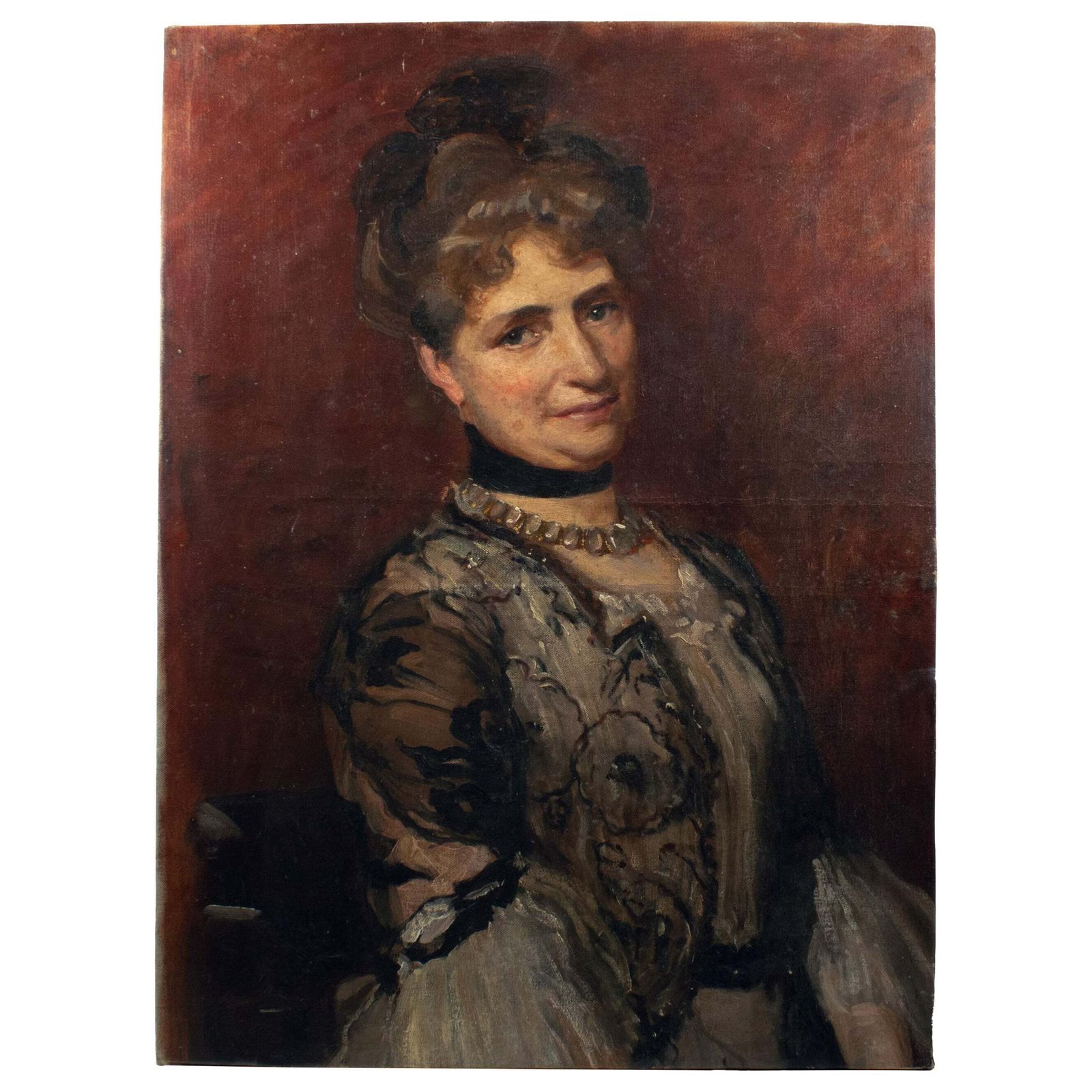 Portrait Belle Époque, dame au boléro de dentelle noire   Dans le style de Jean-Louis Forain, vers 1895