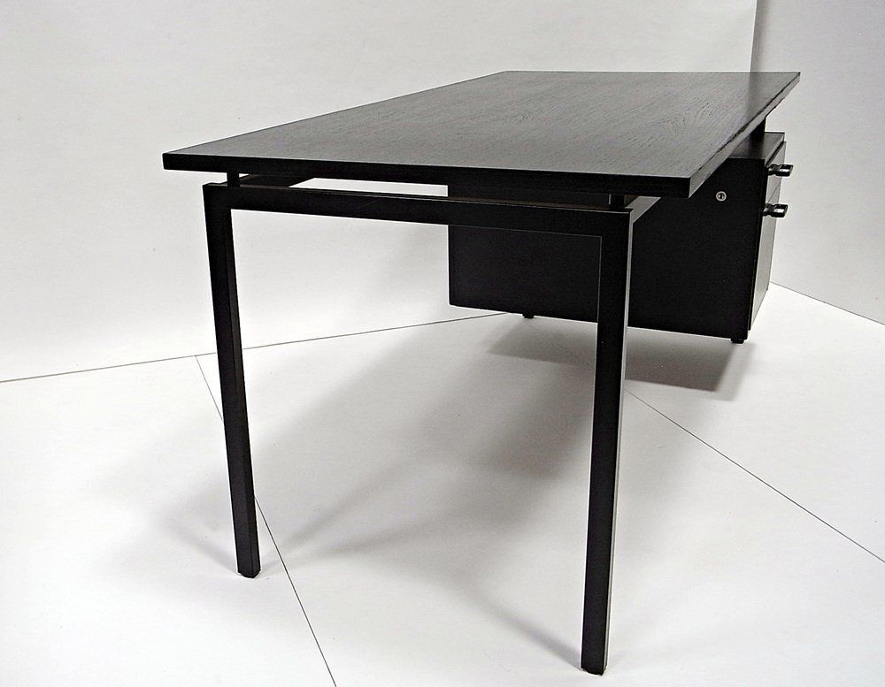 Schrijftafel in zwart gebeitst eiken van Herbert Hirche voor Christian Holzäpfel KG, Duitsland, ca. jaren 1960 photo furniture