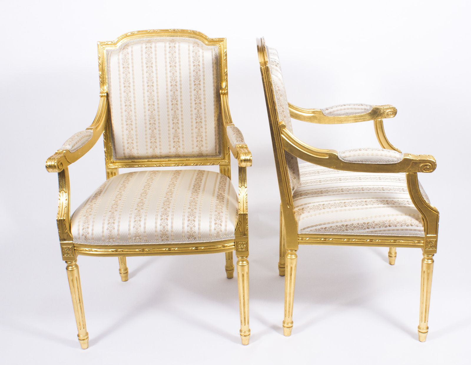 Pair Bespoke French Louis XVI Carved Giltwood Armchairs photo furniture