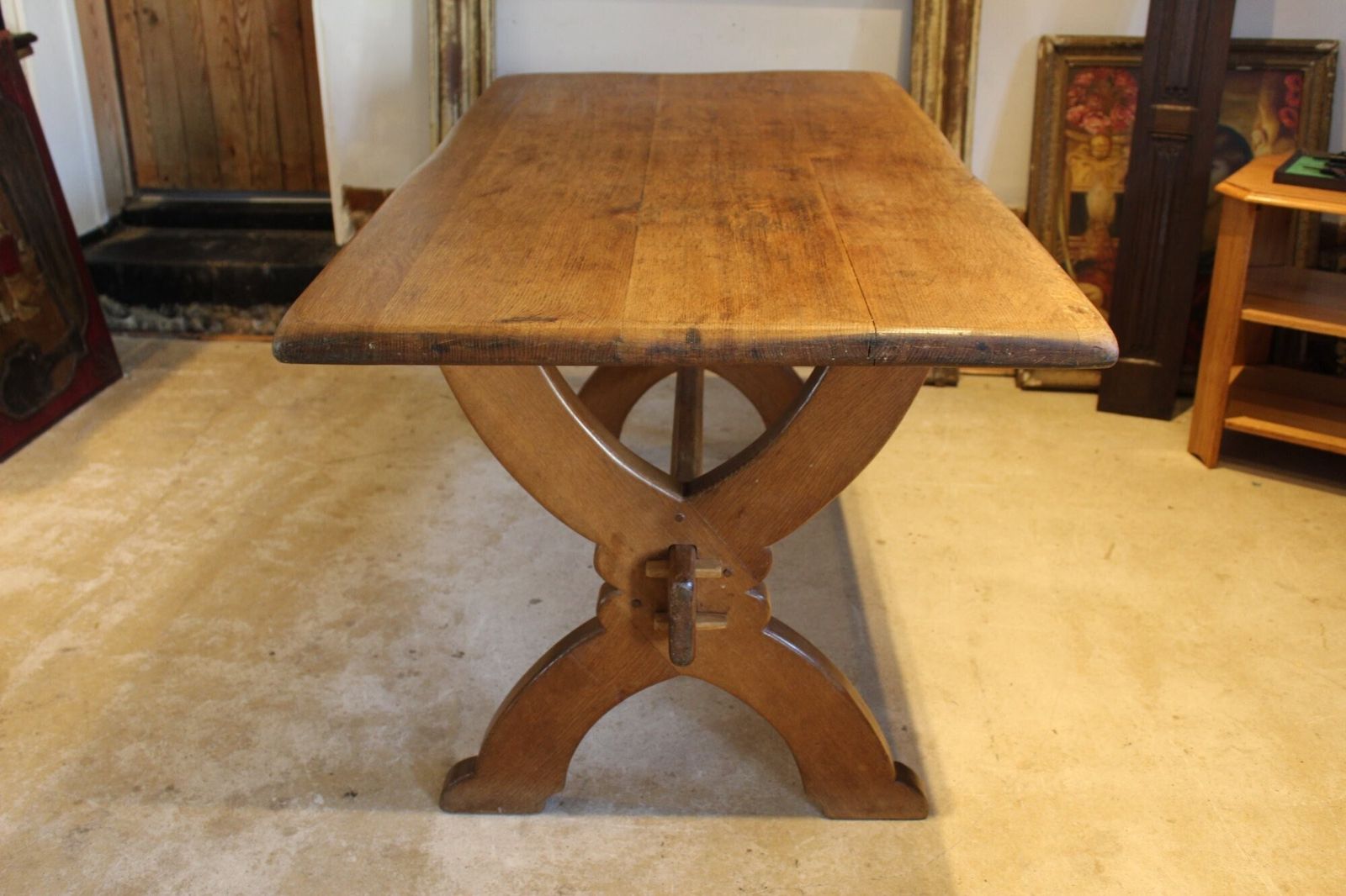 Table Oak Arts & Crafts Refectory Farmhouse Dining Table C1900 photo furniture