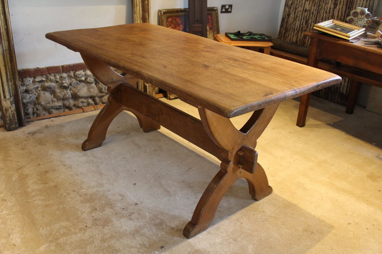 photo furniture Table Oak Arts & Crafts Refectory Farmhouse Dining Table C1900
