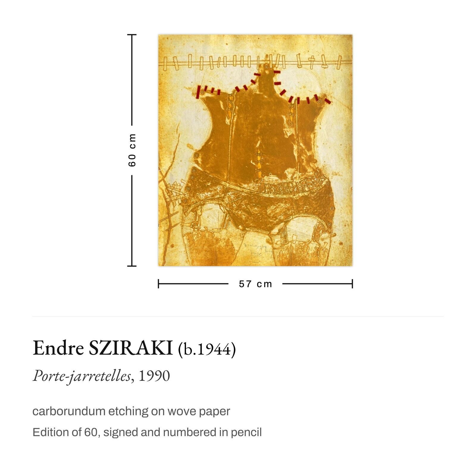 Endre Sziraki Gesigneerde Carborundum Ets Porte Jarretelles 1990 photo furniture