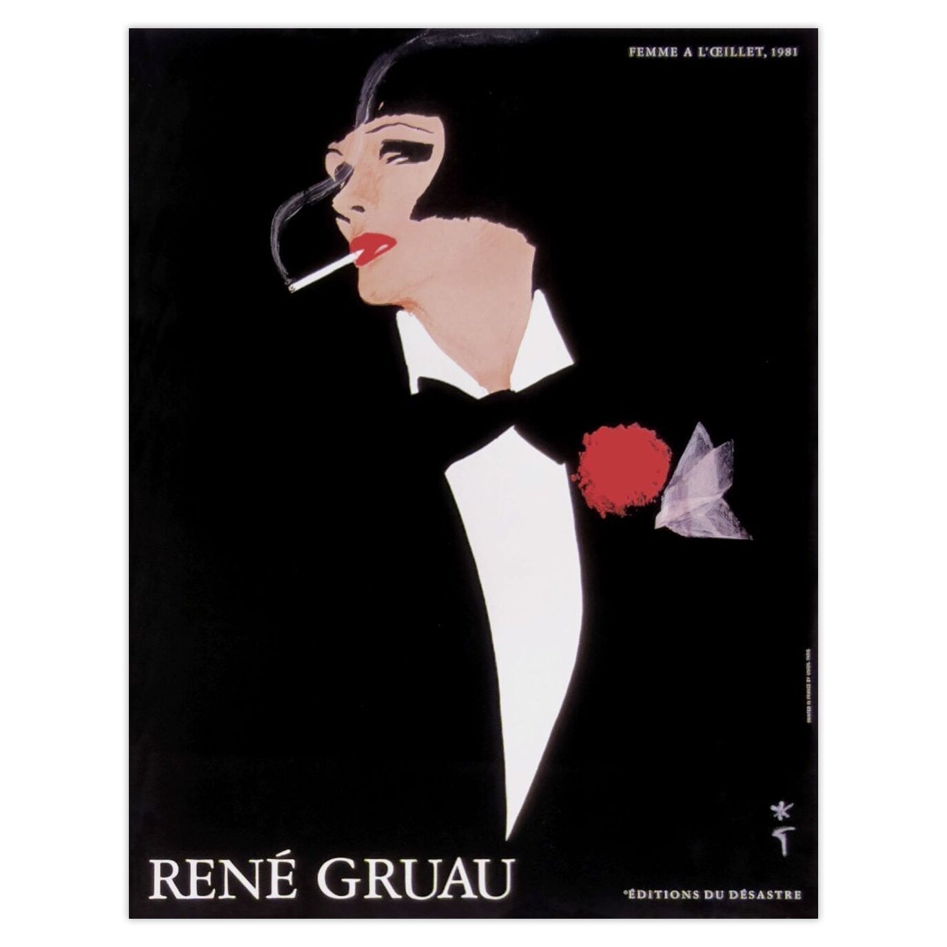 René Gruau Poster Femme à L'oeillet 1981