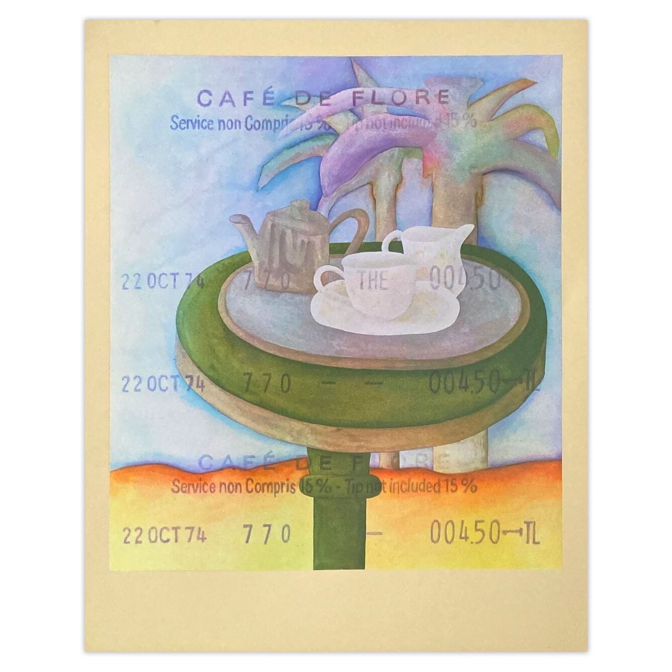 Lee Brevard Screenprint Café De Flore 1974