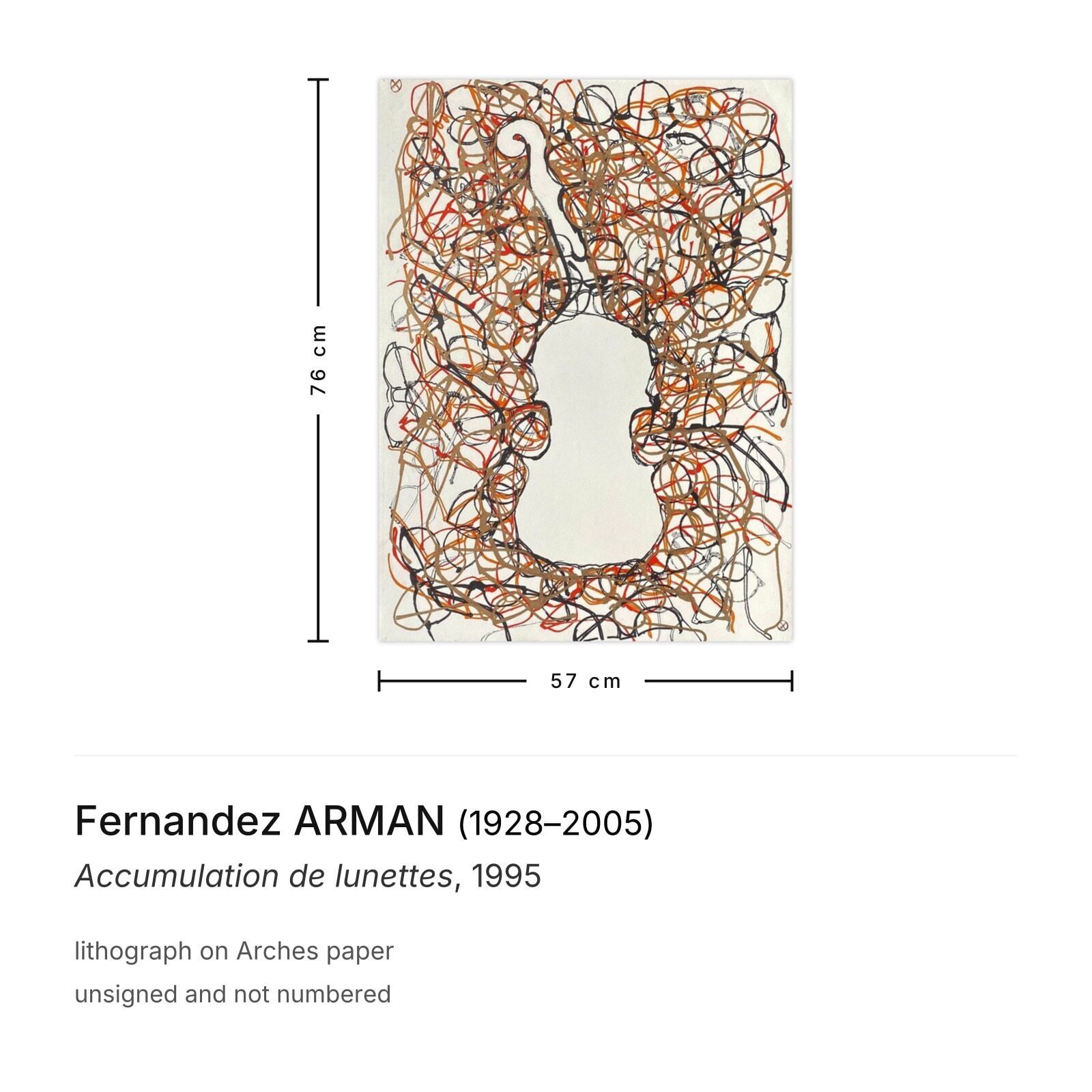 Fernandez Arman Lithografie Accumulation De Lunettes 1995 photo furniture