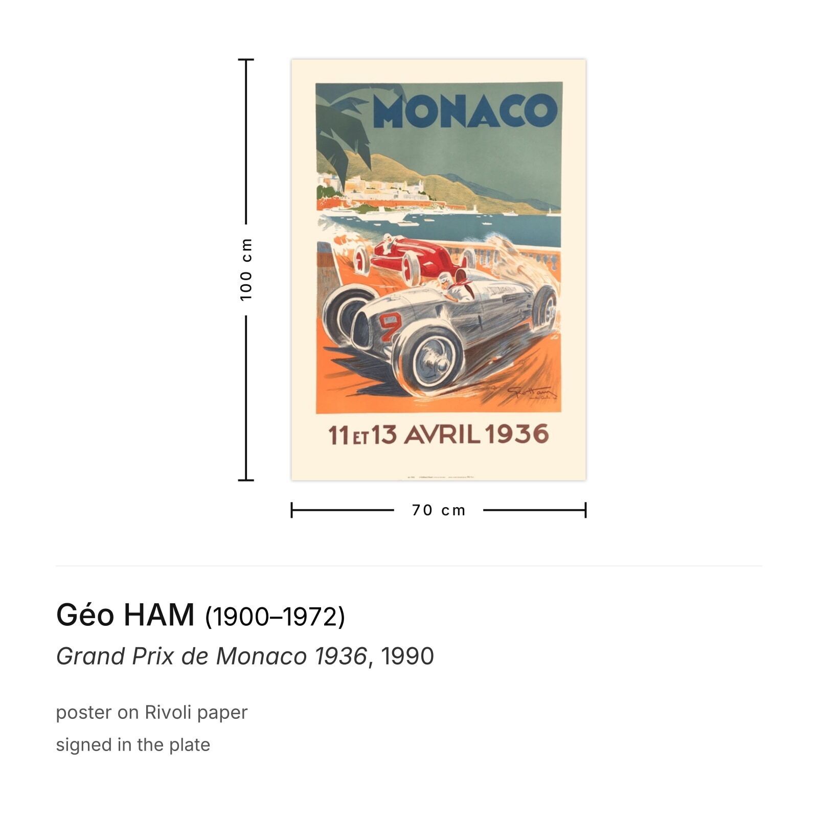 Géo Ham Poster Grand Prix De Monaco 1936 1990 photo furniture