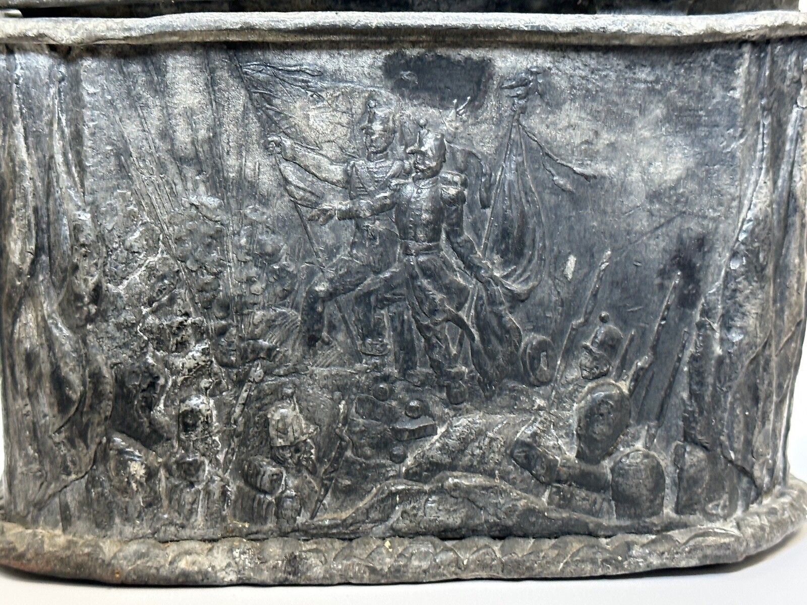 19th Century Small Lead Military Land Sea Victory Crimea War Tobacco Box photo furniture