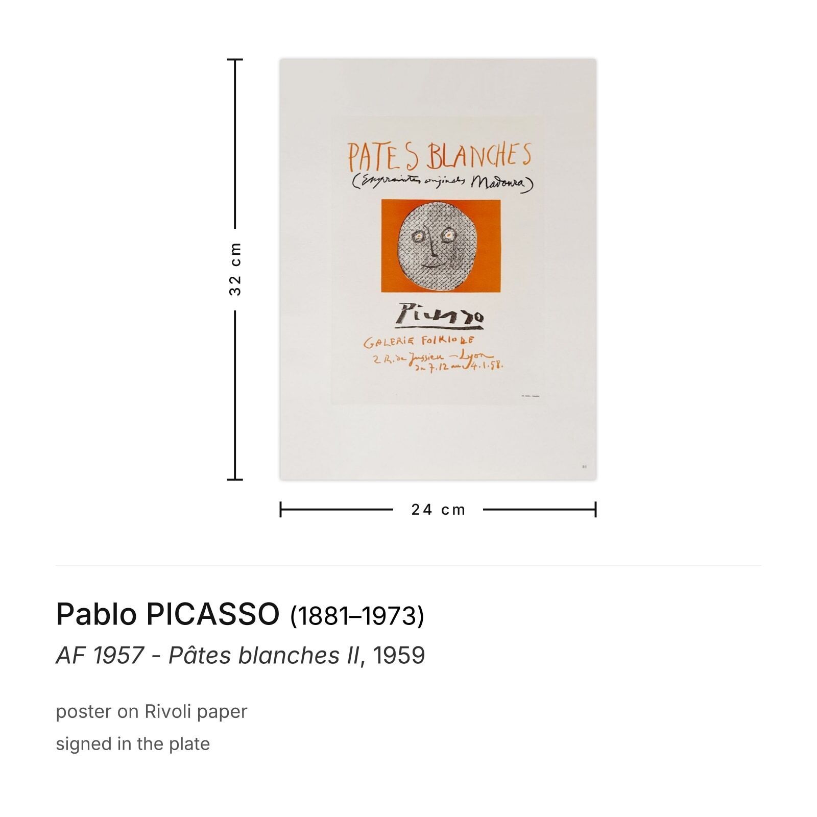 Pablo Picasso Poster Af 1957 Pâtes Blanches II 1959 photo furniture