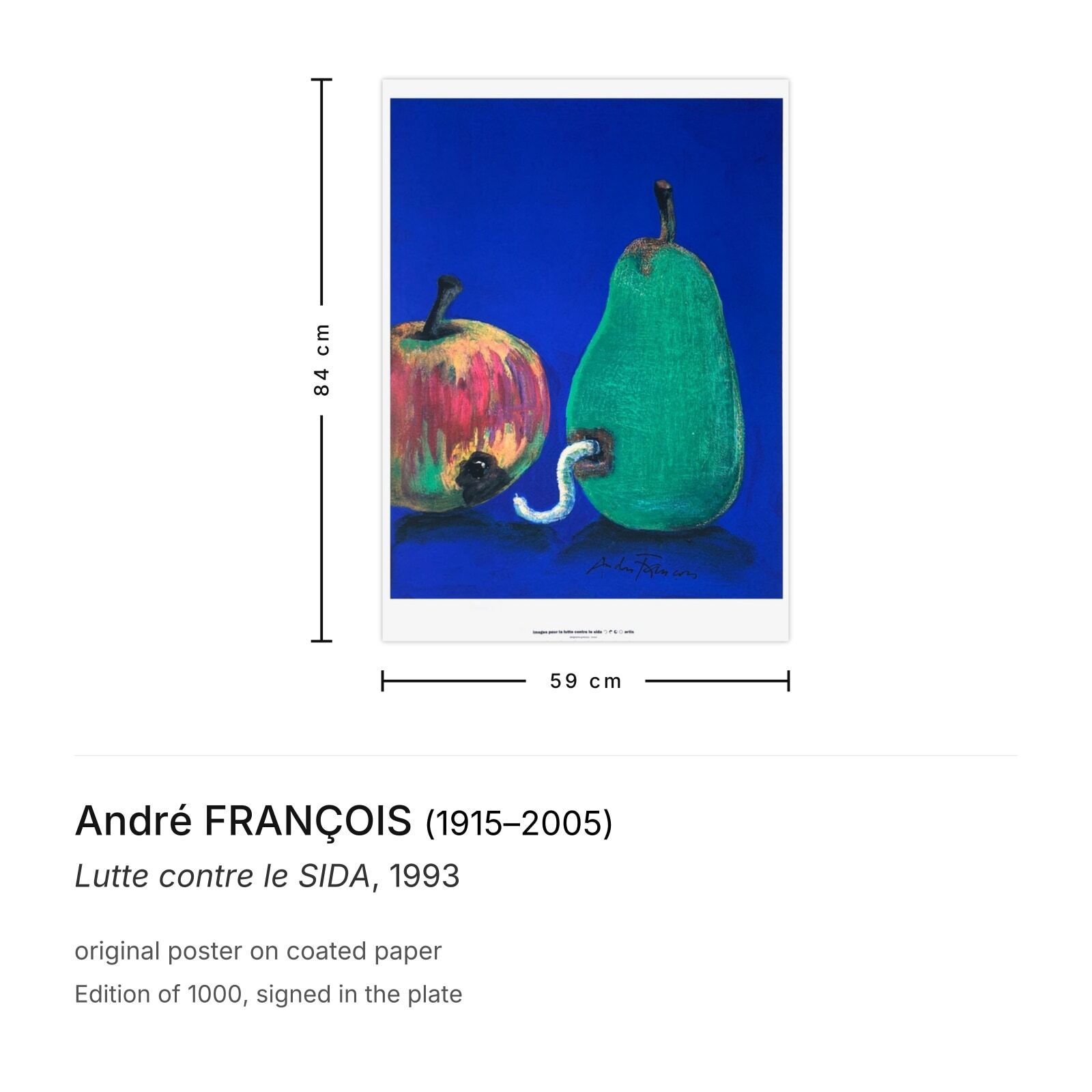 André François Poster Lutte Contre Le Sida 1993 photo furniture