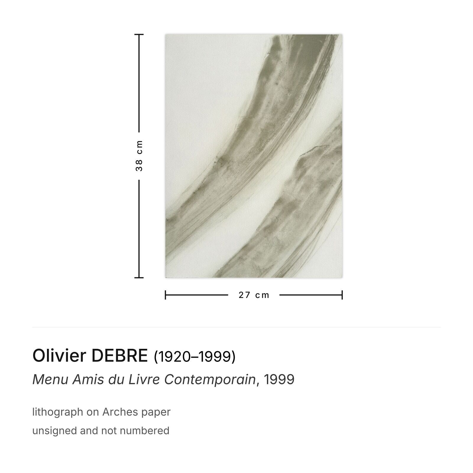 Olivier Debre Lithografie Menu Amis Du Livre Contemporain 1999 photo furniture