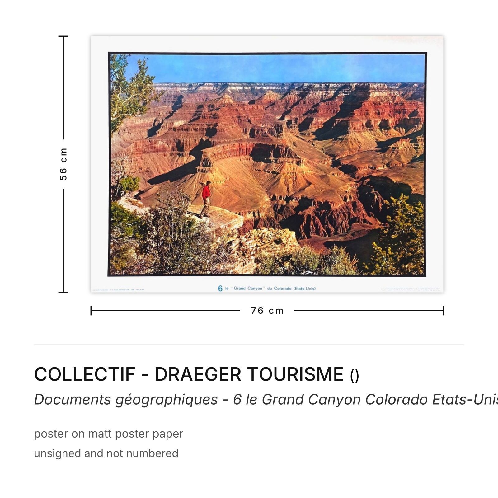 Collectif   Draeger Tourisme Poster Documents Géographiques   6 Le Grand Canyon Colorado 1975 photo furniture