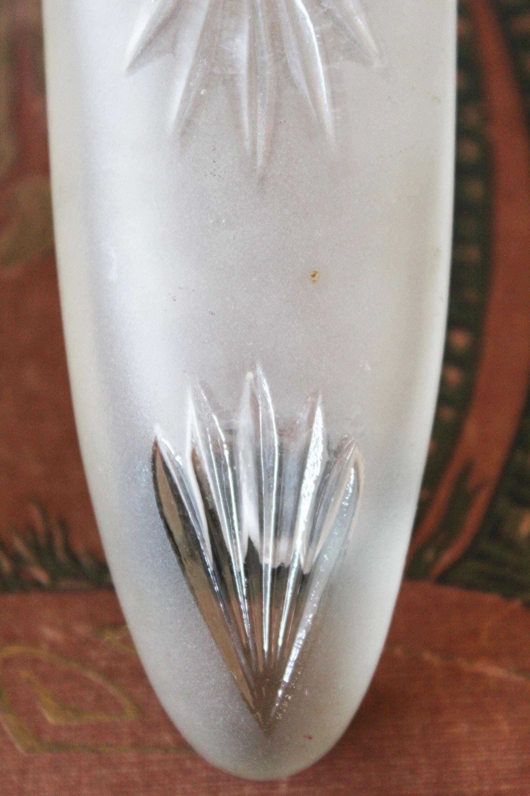 Lot de 2 vases soliflores en verre pour tableau de bord, verre dépoli, motif starburst, supports partiels inclus, vases d'automobile, voiture classique oldtimer photo buy