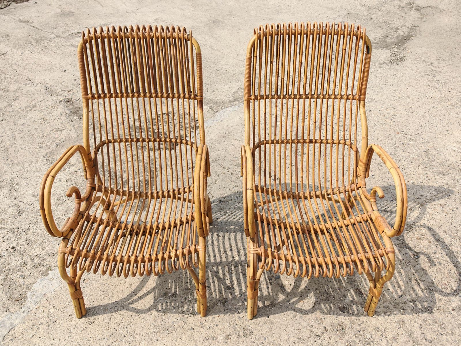 Paar Mid-Century Modern Fauteuils in Bamboe, Italië ca. jaren 1960 photo 3400.0