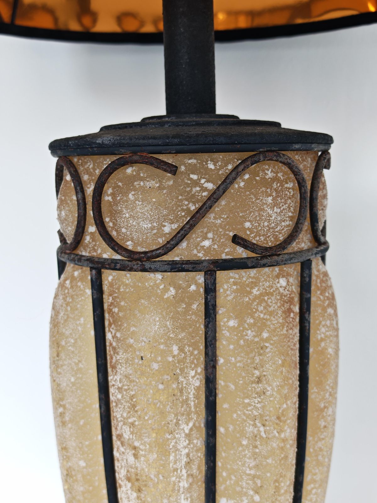 Large Textured Glass Table Lamp By Le Dauphine, France, 1970s photo buy
