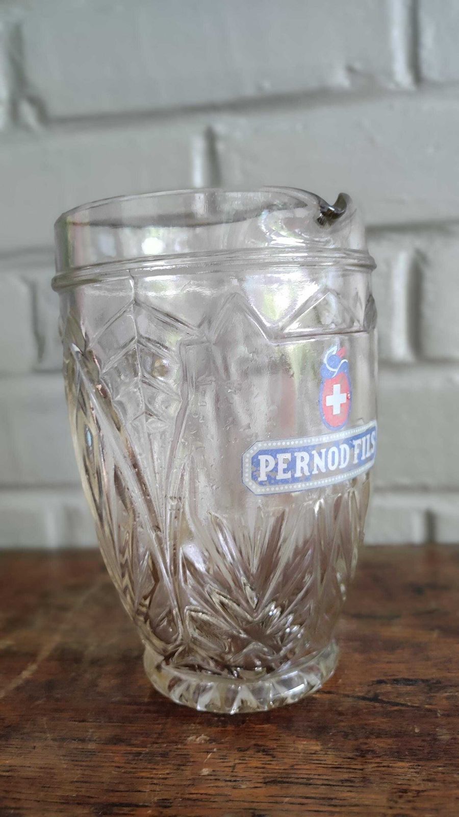 Antieke Franse glazen grote karaf Pernod Fils jaren 1930 photo vinterior