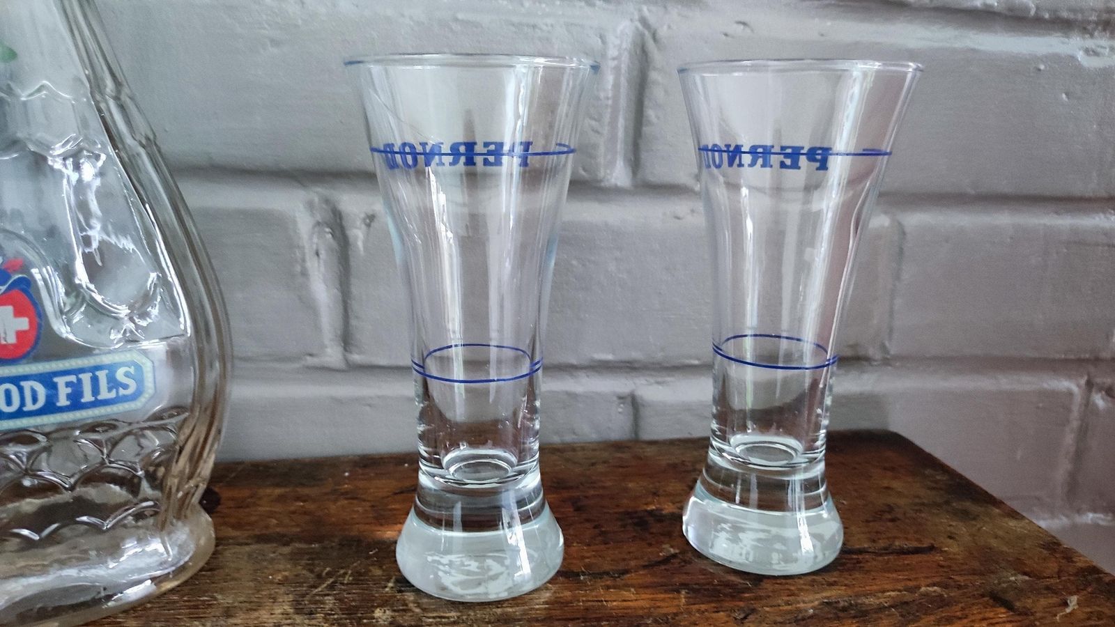 Vintage Pernod Fils Pitcher Drink And 2 Glasses: 1940s French Barware photo buy