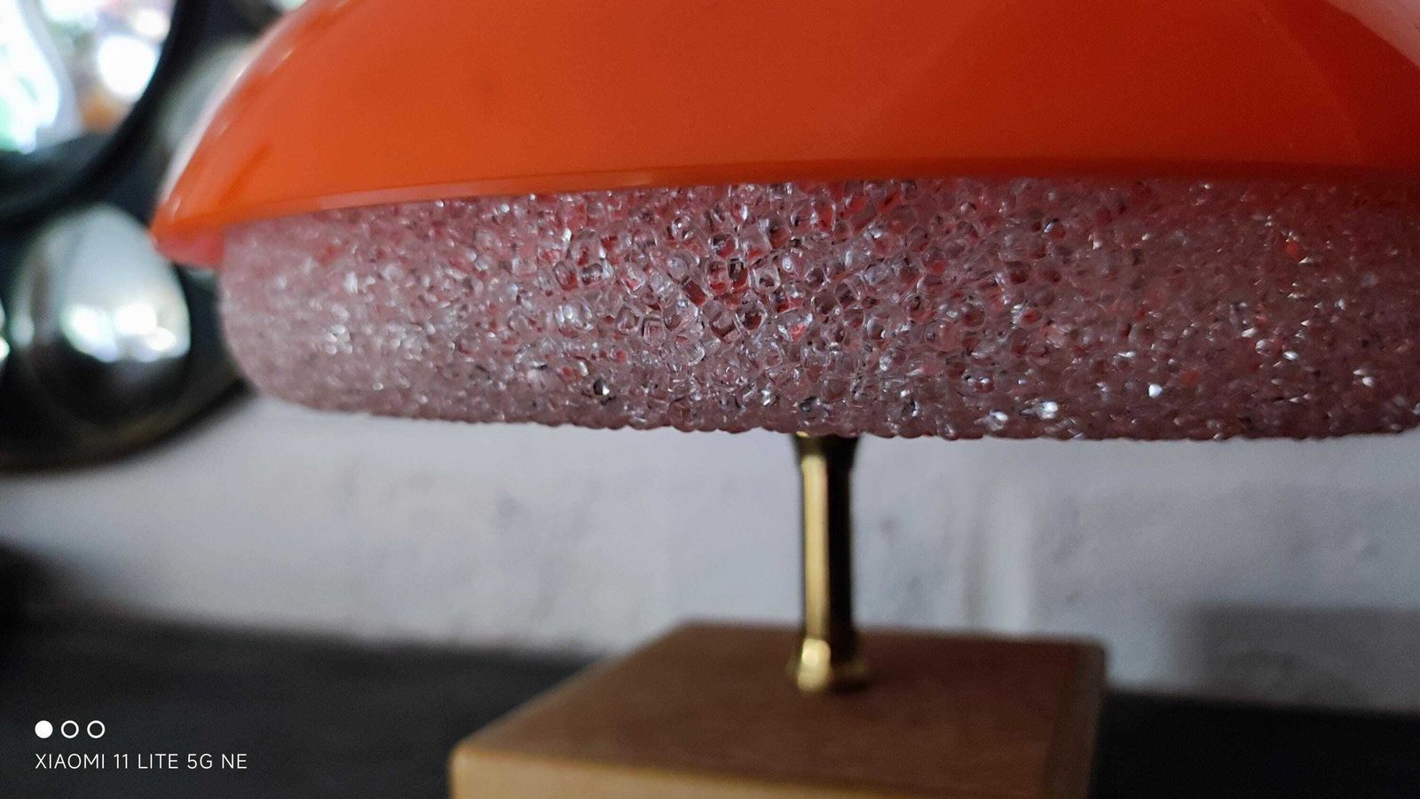 photo vinterior French Vintage Small Mushroom Table Lamp In Orange And Clear Acrylic