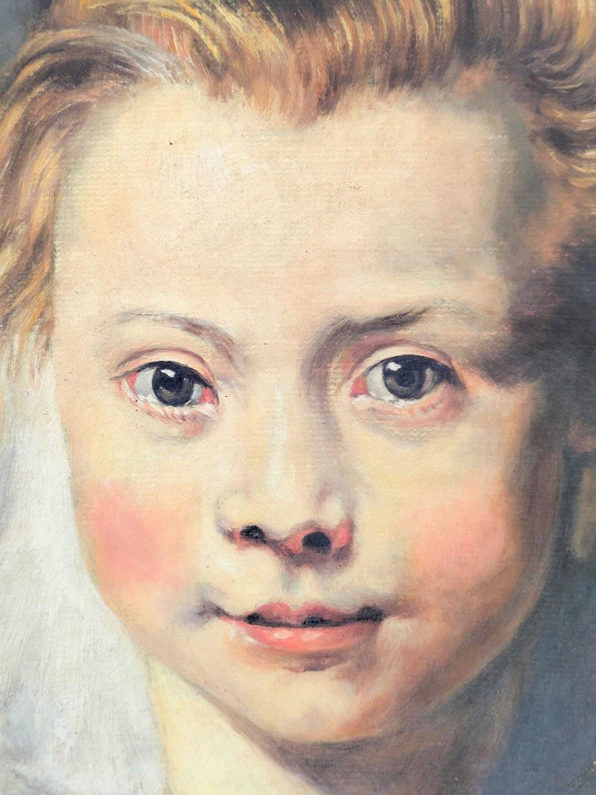 Vintage ingelijst olieverfchilderij – reproductie Rubens, Clara Serena, Barok portret, sierlijke lijst, gesigneerd photo 192.0