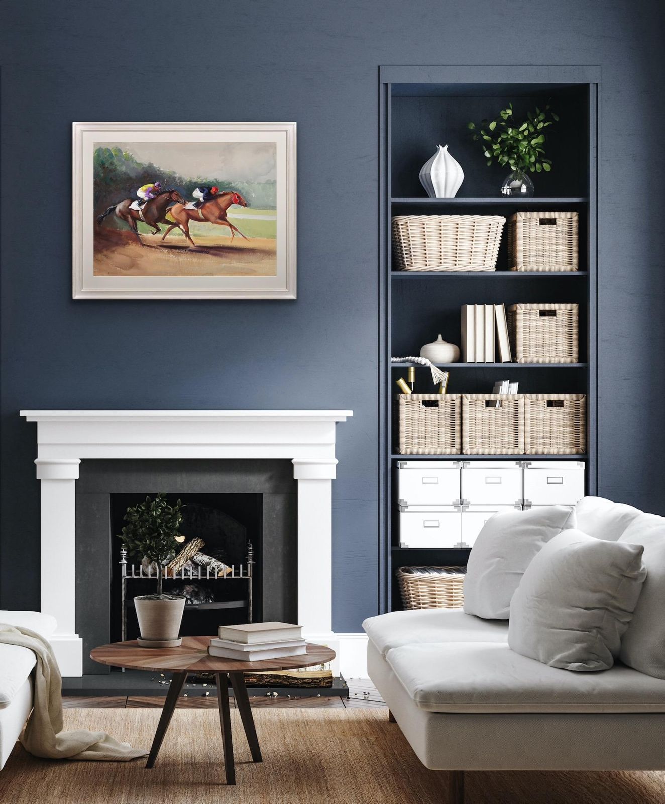 photo for sale John Rattenbury Skeaping 1901 To 1990. English. A Tight Finish, 1970. Framed Mid 20th Century Horse Racing Painting By An Acclaimed Equine Artist.