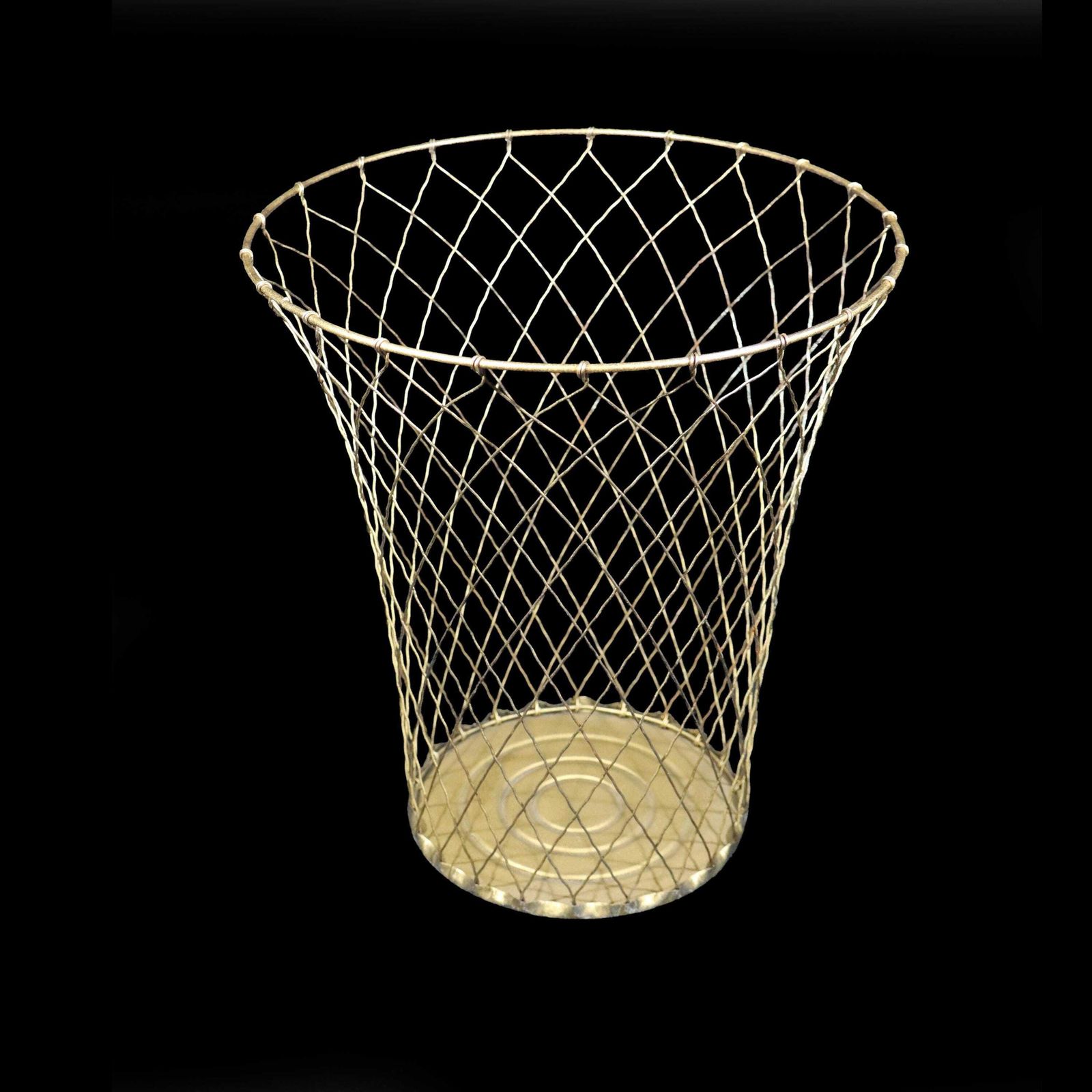 Franse industriële draadstalen prullenmand, jaren 1940 photo Woonaccessoires