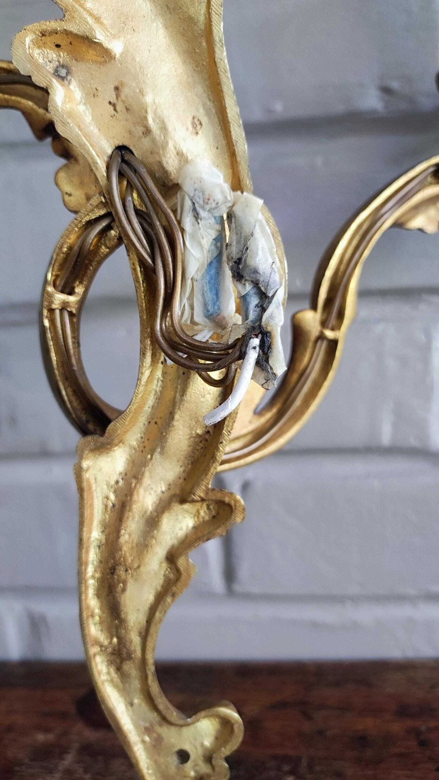 French Rococo Gilt Bronze Wall Sconce Vintage Louis XV Style With 3 Lights photo Lighting