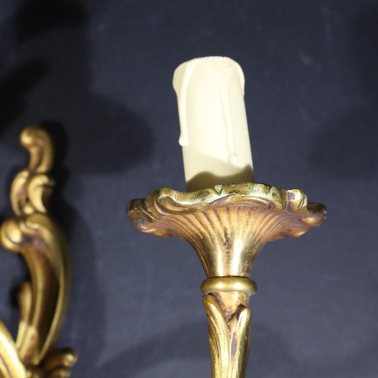 261.0 French Rococo Gilt Bronze Wall Sconce Vintage Louis XV Style With 3 Lights photo