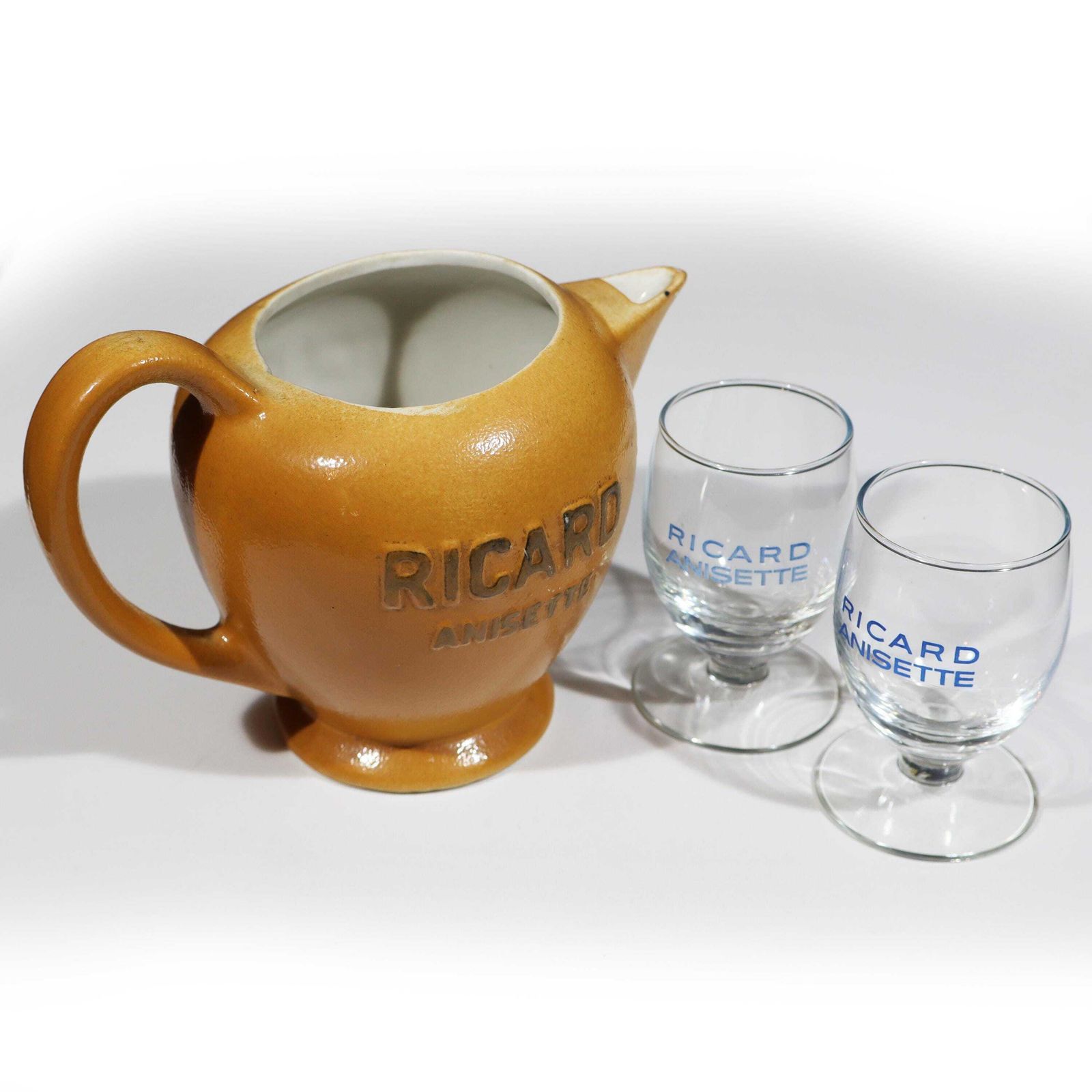 Service de bar vintage français en grès Ricard, pichet et verres photo Décoration