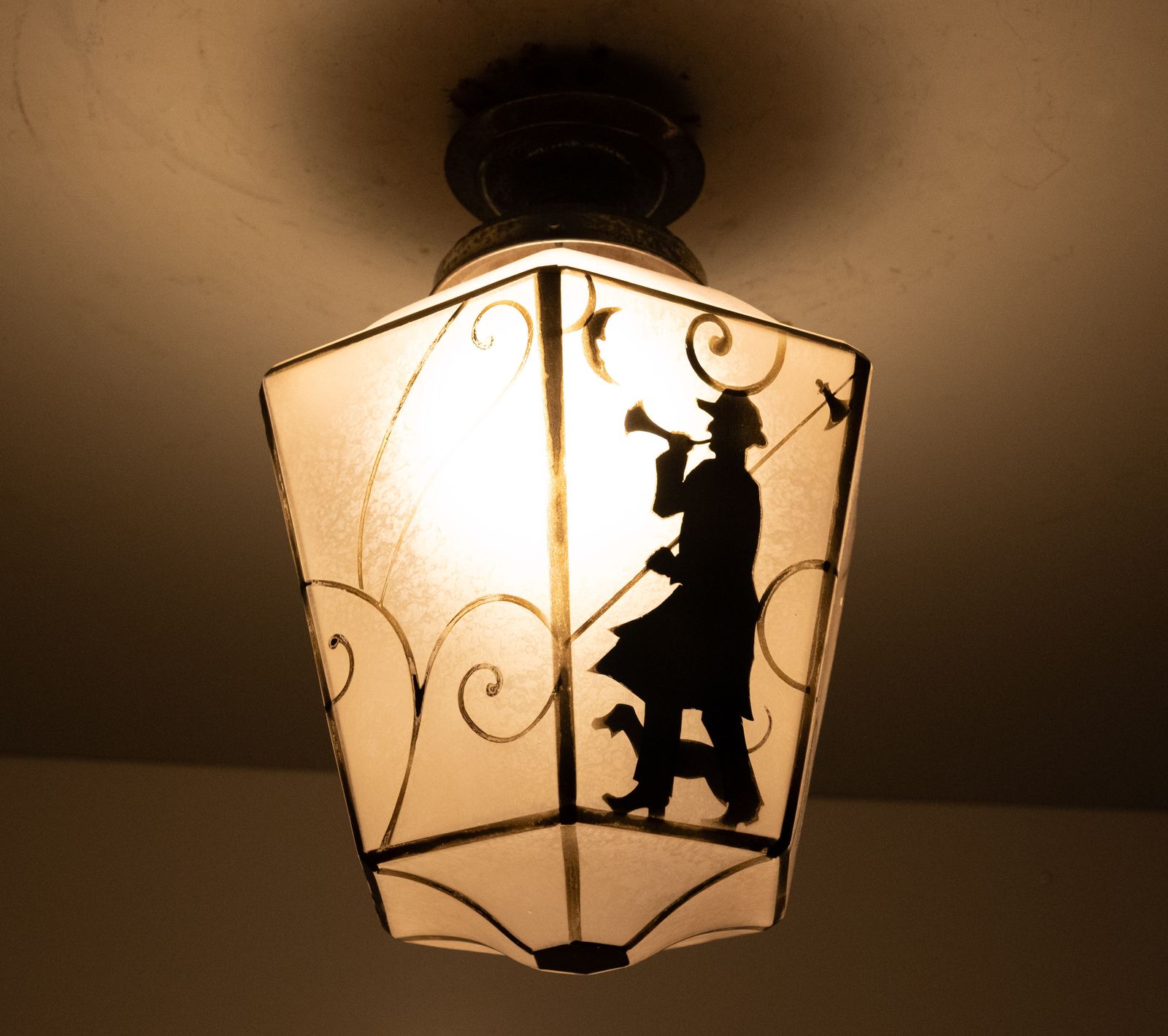 Art Deco Hexagon Hall Lamp Night Watcher 1920s Germany photo vintage