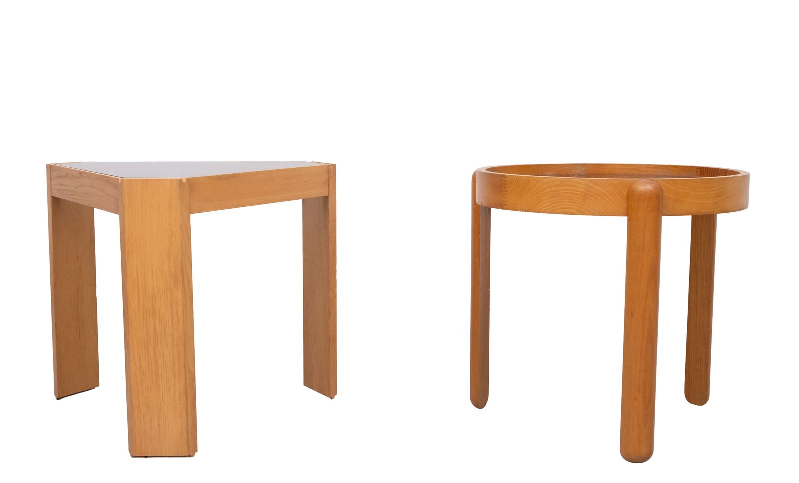 Porada Arredi Beechwood Smoked Glass Side Tables 1970s Italy photo furniture