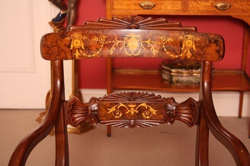 photo furniture Huge Bespoke Marquetry Dining Table 16 Chairs Extending Walnut