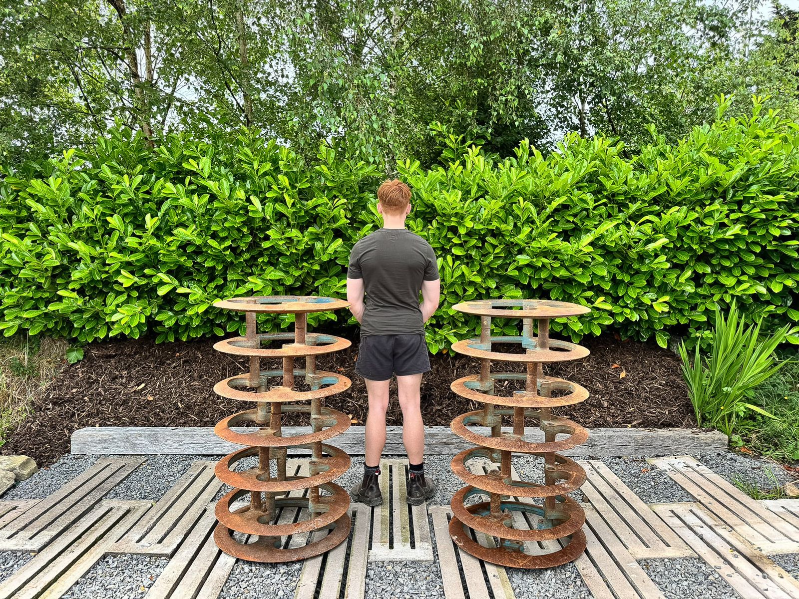 Pair Of Large Scale Reclaimed Cast Iron Garden Ornaments Planters Or Water Feature Elements photo for sale