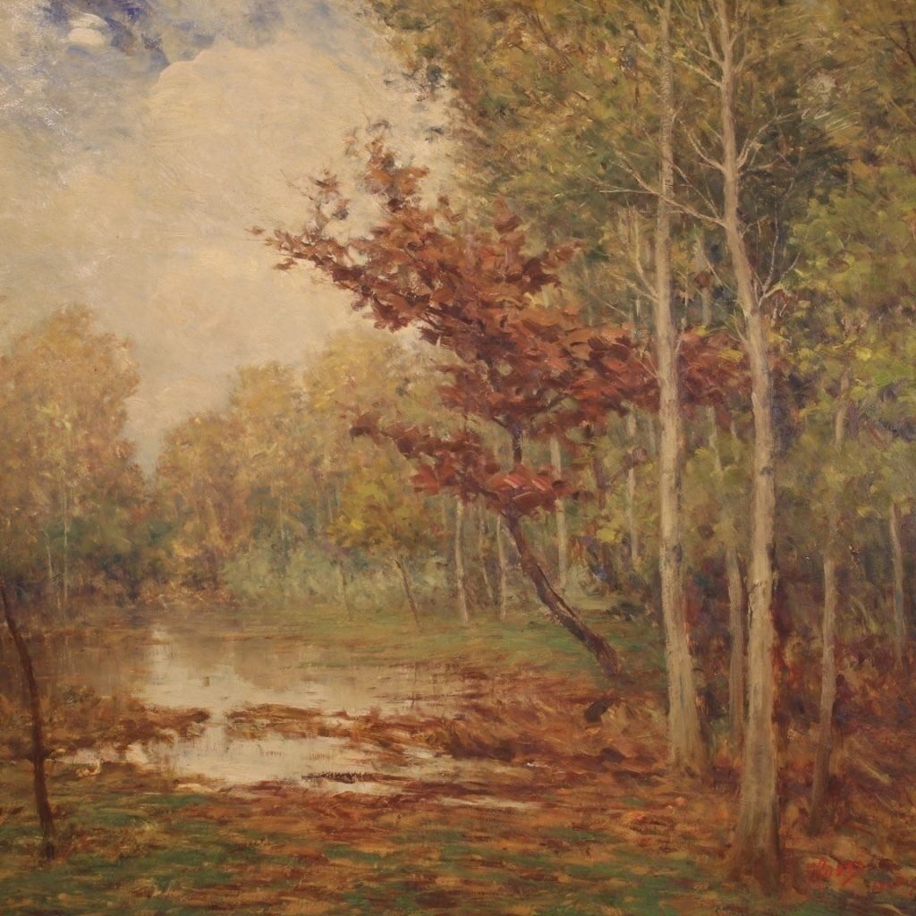 Grand paysage signé et daté 1940 photo vinterior
