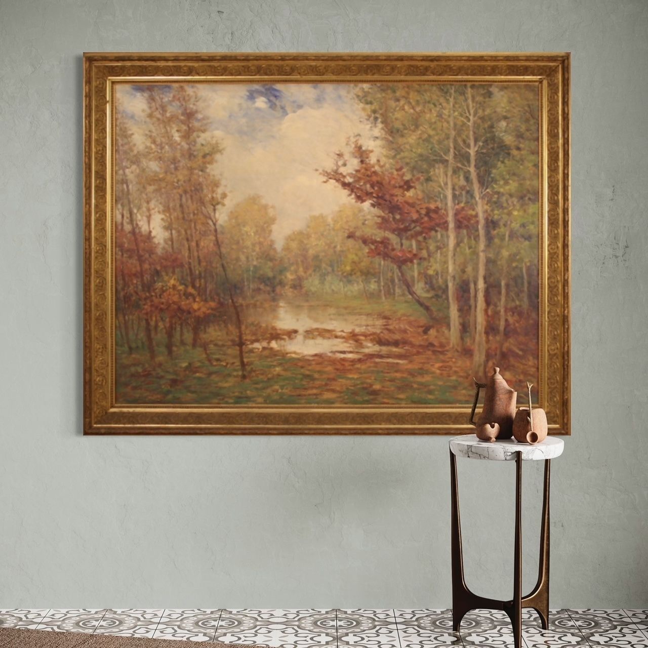 photo vintage Grand paysage signé et daté 1940