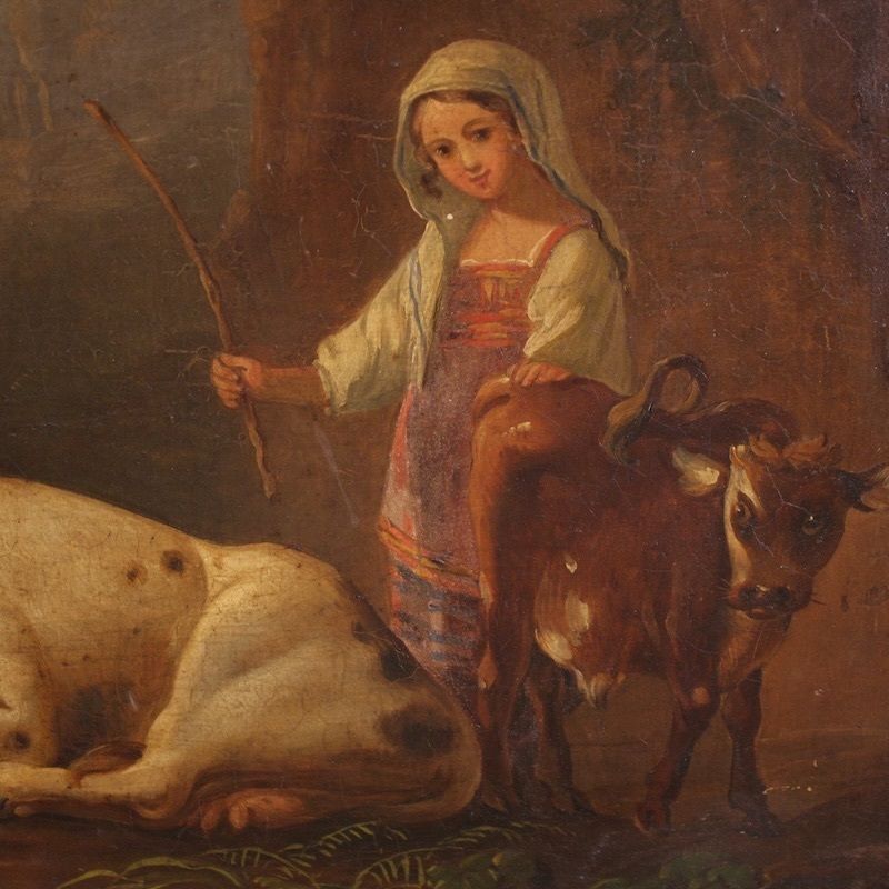 Tableau d'époque XIXe siècle, paysage bucolique photo Art