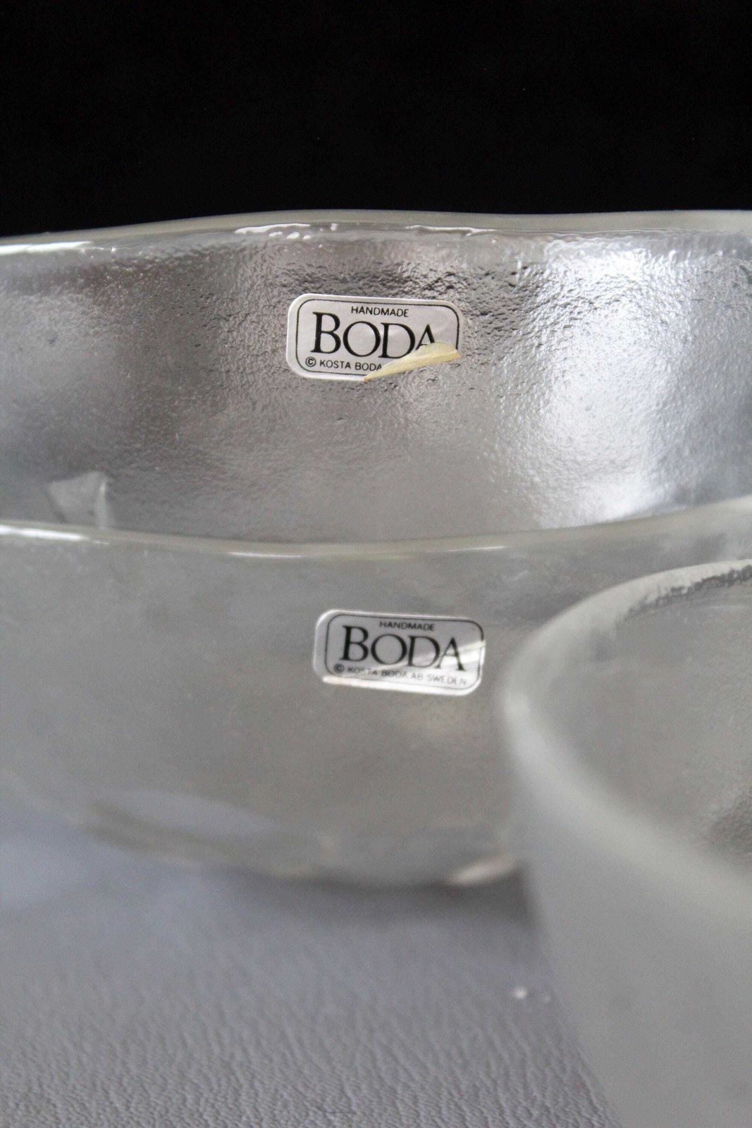 Set Of Six Vintage Glass Bowl, Kosta Boda Sweden, Embossed Grape Design, By Ann Warff, Side Bowl, Ice Cream Bowl, Original Sticker photo furniture