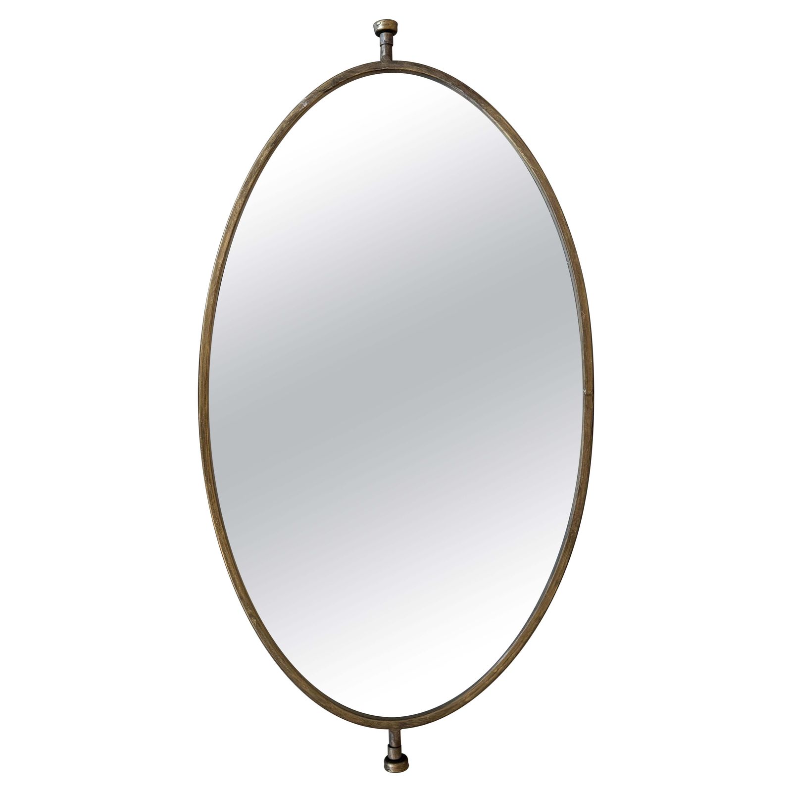 Miroir ovale pliant d'époque en laiton - Design convertible pour suspension murale ou pose sur table