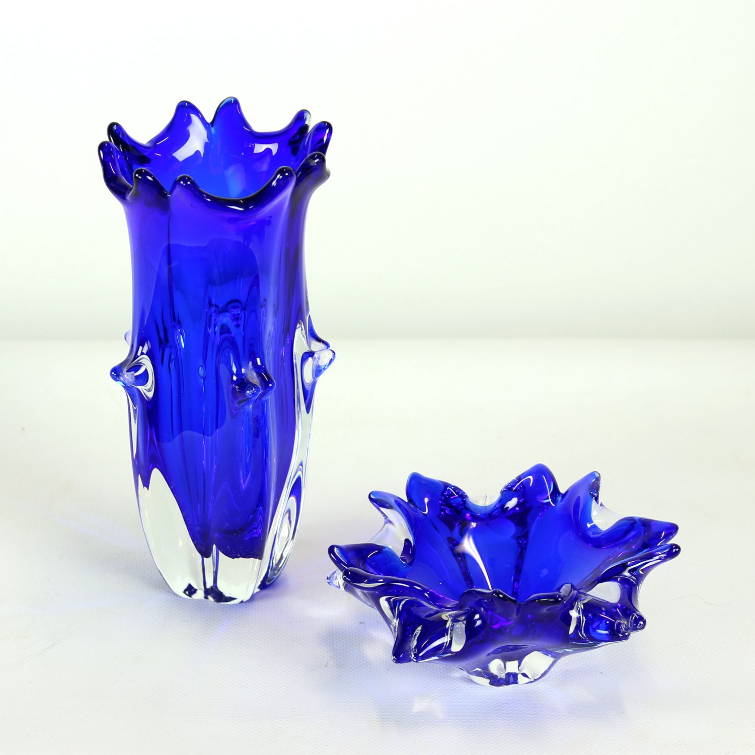 Kobaltblauw kunstglas set van Jaroslav Taraba voor Lednické Rovne, Tsjecho-Slowakije, ca. jaren 1960
