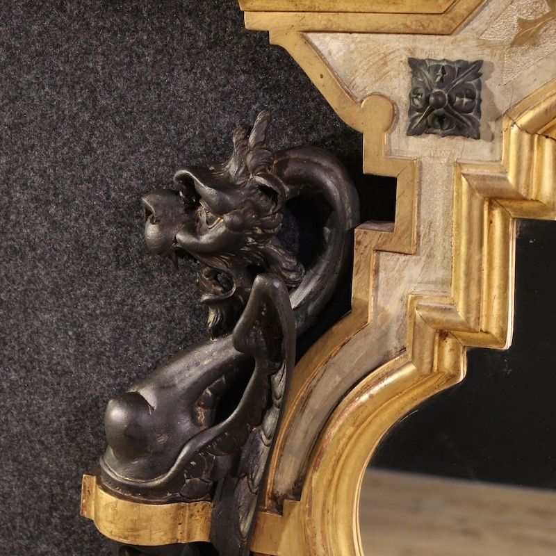 Miroir italien laqué et doré, XIXe siècle photo vinterior
