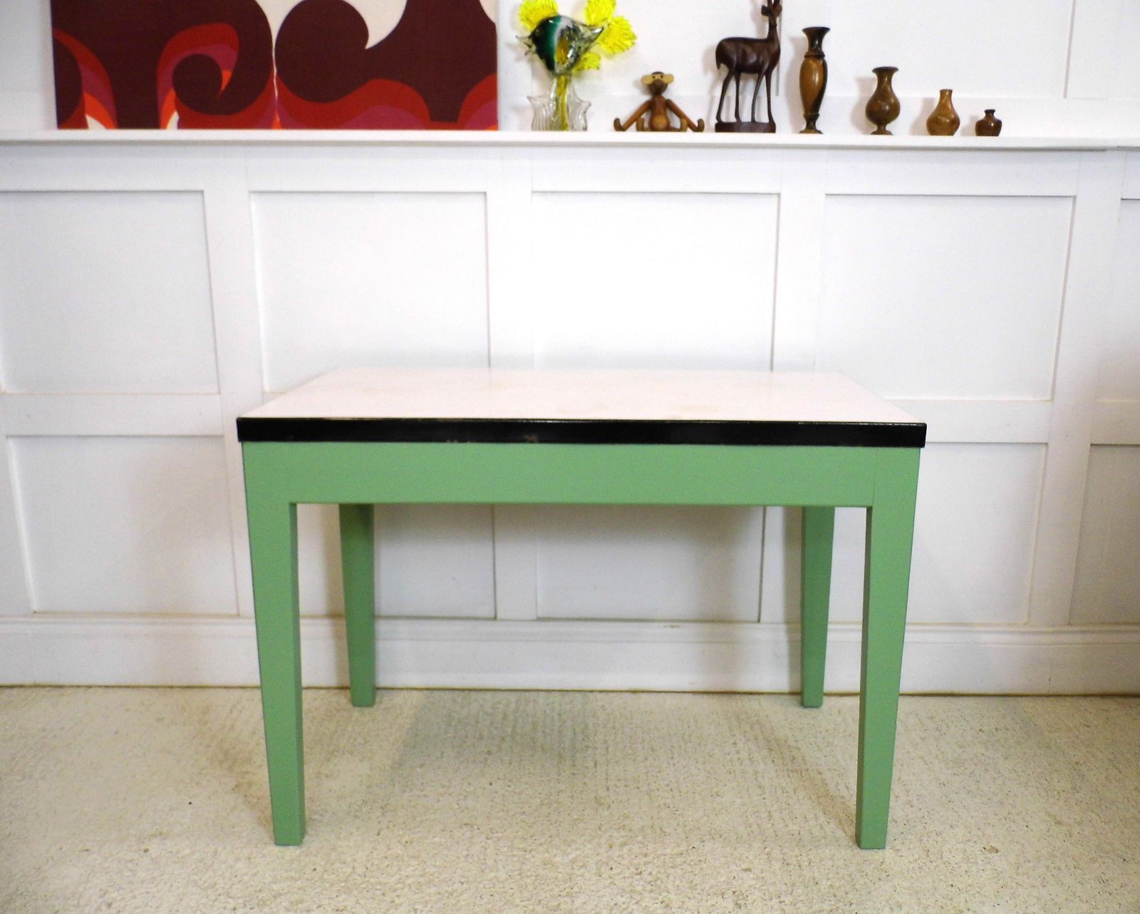 photo furniture Vintage Enamel Topped 1950s Kitchen Prep Pastry Table Or Vintage Office Desk