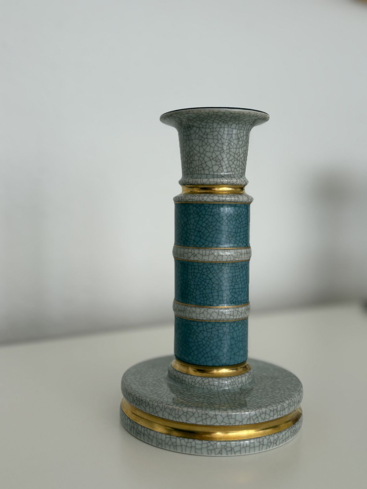 Royal Copenhagen Craquelé Candlestick By Thorkild Olsen, Denmark Circa1959 photo for sale