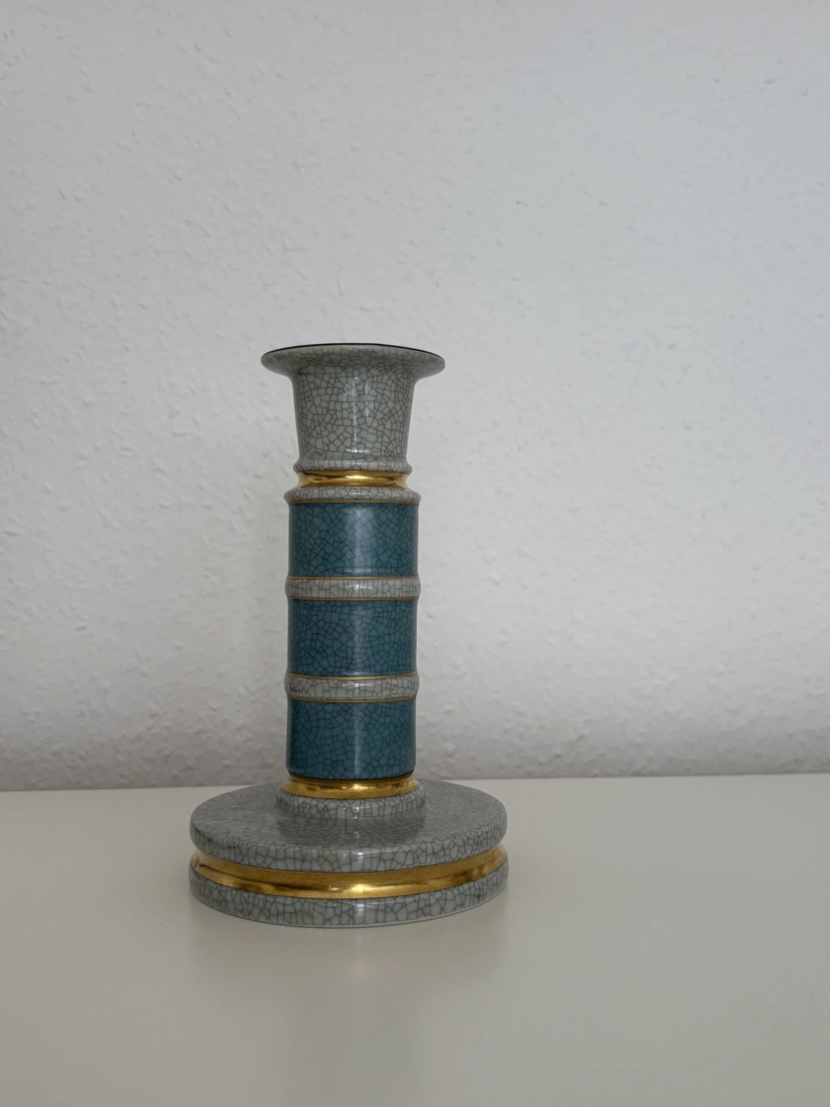 Royal Copenhagen Craquelé Candlestick By Thorkild Olsen, Denmark Circa1959 photo vinterior