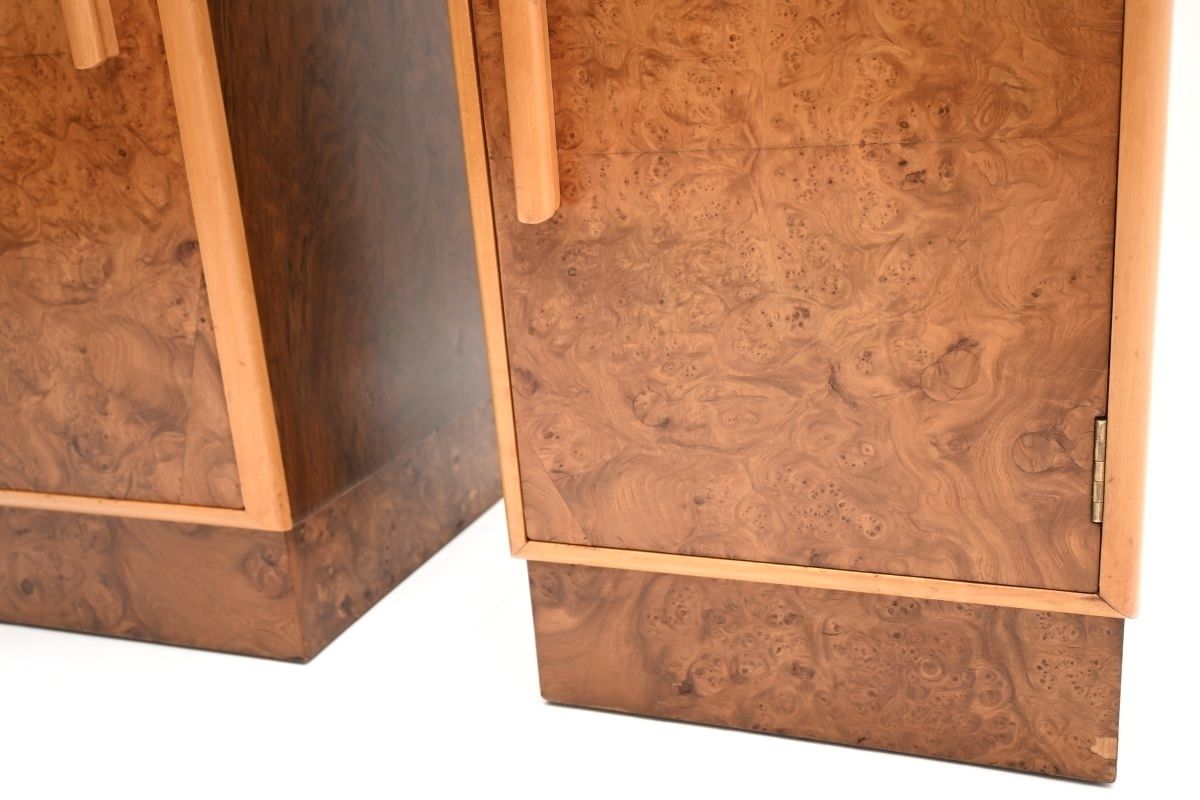 Pair Of Art Deco Burr Walnut Bedside Cabinets photo buy