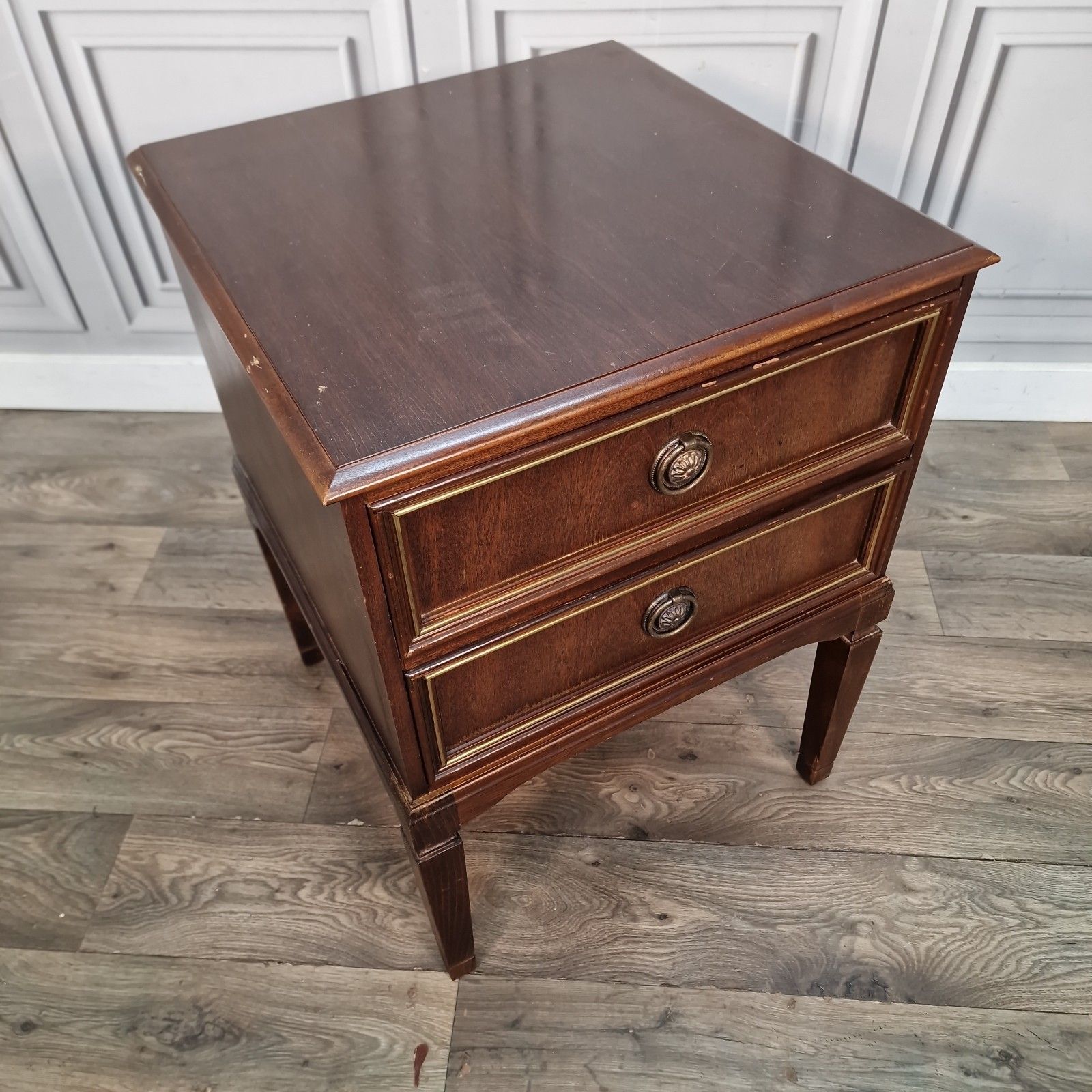 Vintage Mahogany Bedside Cabinet Table Two Drawer Chest Georgian Revival photo furniture