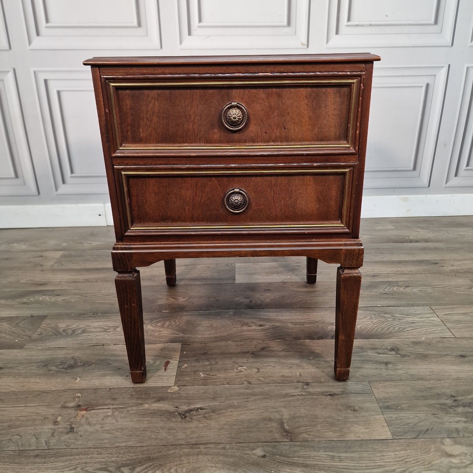 Vintage Mahogany Bedside Cabinet Table Two Drawer Chest Georgian Revival photo vintage