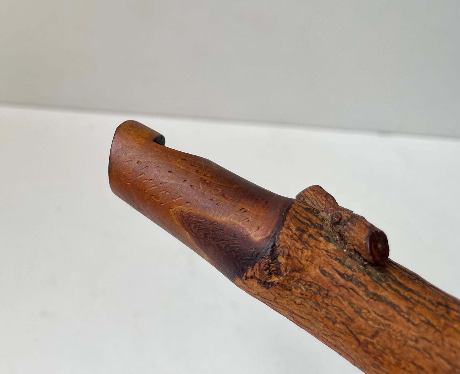 Antique & Rustic Swiss Bird Whistle In Hand Carved Cedar Wood photo Home Decor