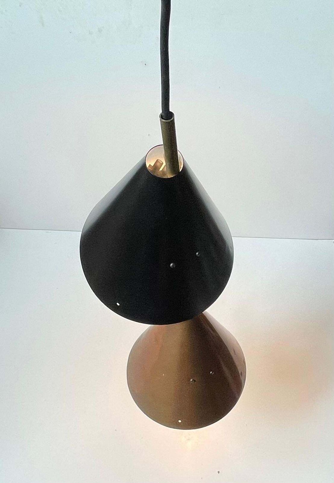 Svend Aage Holm Sørensen Double Pendant Lamp For Lyfa, 1950s photo vinterior