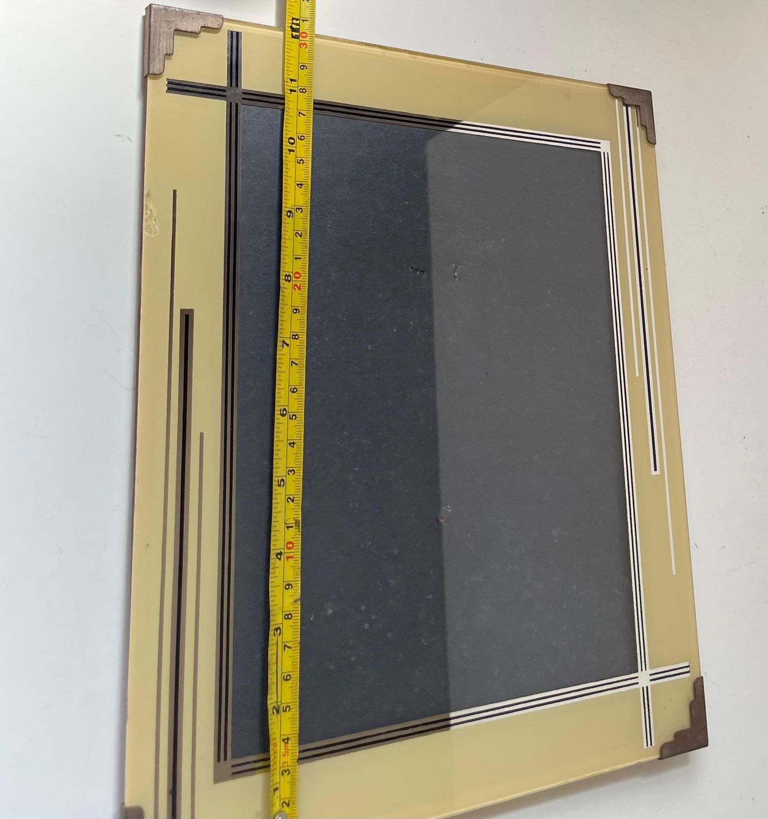 Art Deco fotolijst (30x25cm) in glas en vernikkeld metaal photo for sale