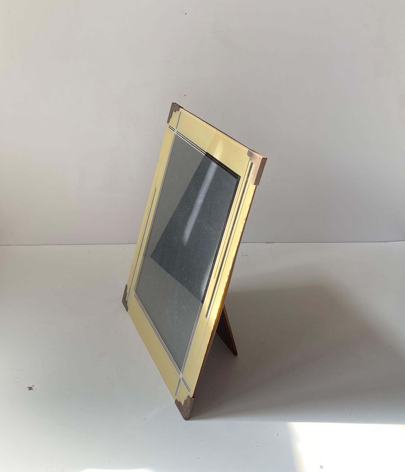 Art Deco fotolijst (30x25cm) in glas en vernikkeld metaal photo vinterior